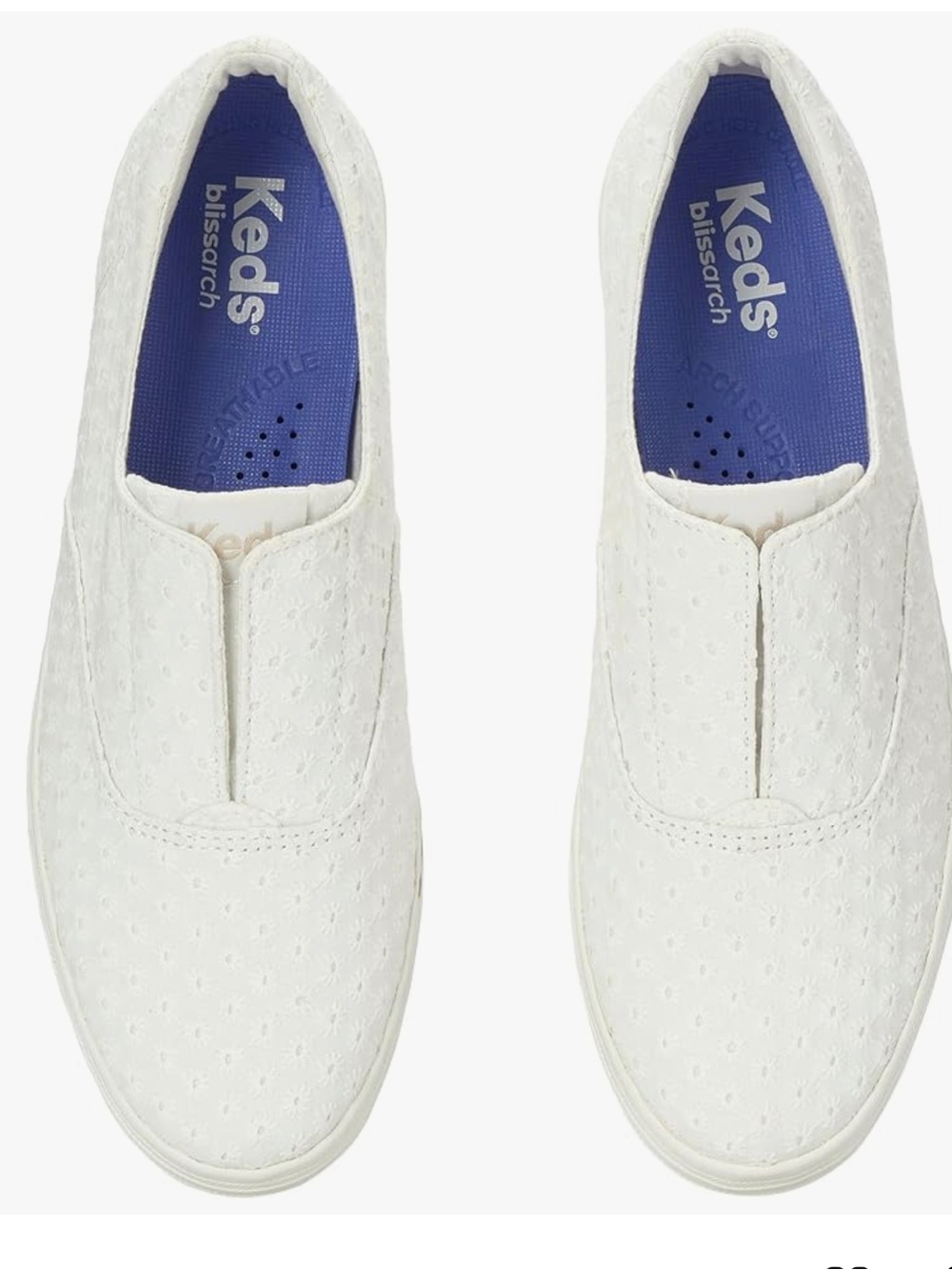 Keds White Slip-On Round Toe Daisy Eyelet Shoes *NWT* (Size 9)
